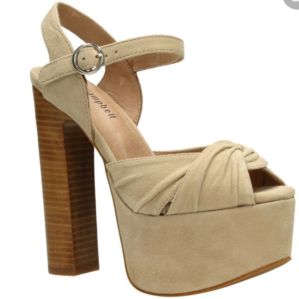 Jeffrey Campbell Donnas Nude Suede Platform Heels